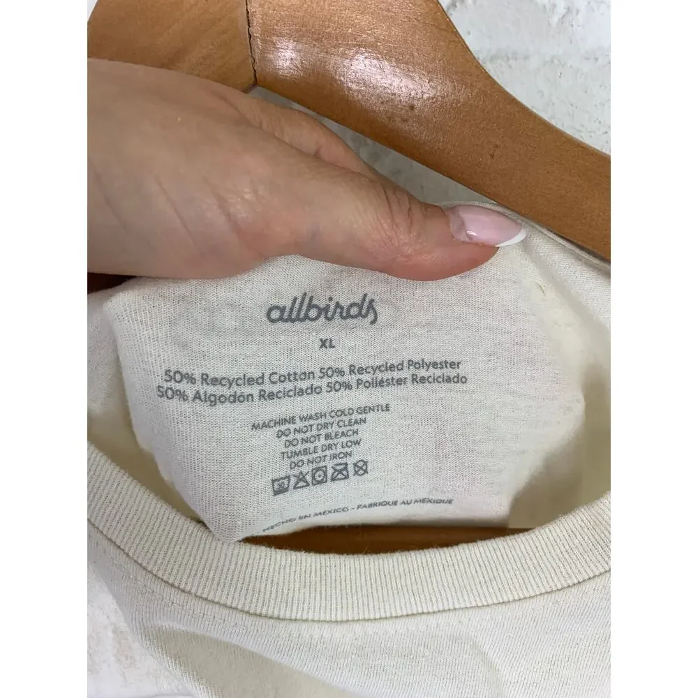 Allbirds Women's Pullover Crewneck T-Shirt Short Sleeves Stretch White Size XL